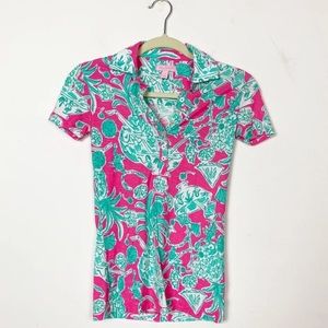 Lilly Pulitzer polo "scorpion bowl” print